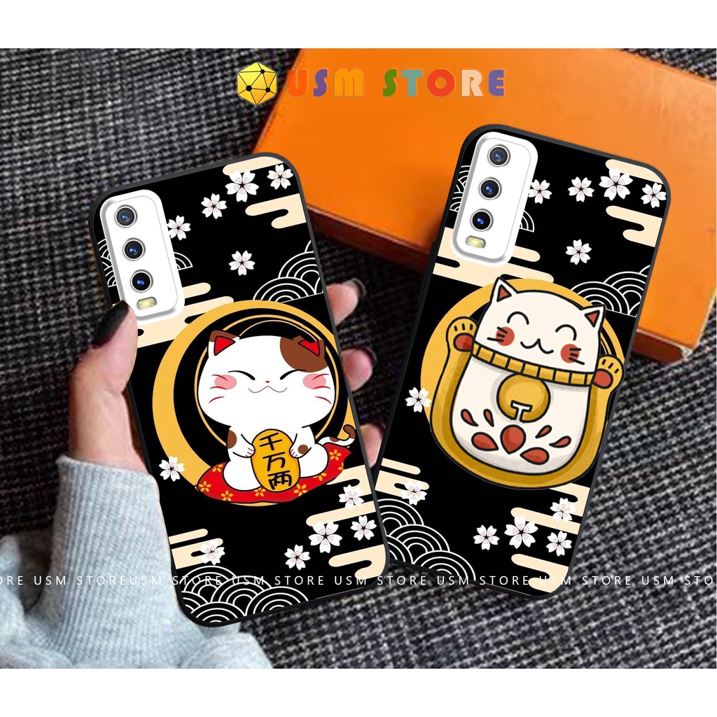 Ốp lưng Mèo Thần Tài VIVO Y11S / Y12A / Y12S / Y20A / Y20 / Y20G / Y20I / Y20 2021 / Y20S, viền vuông, chất TPU