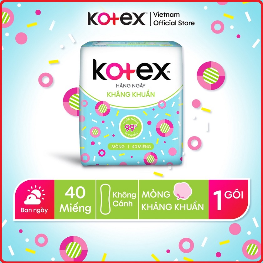 Băng Vệ Sinh Kotex hằng ngày kháng khuẩn 40 Miếng / gói