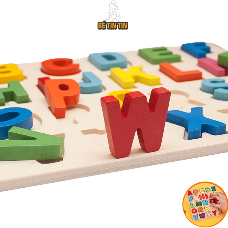 Bảng gỗ ghép chữ nổi 3D gỗ đẹp CHỮ HOA và CHỮ THƯỜNG