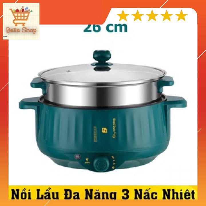 Nồi Lẩu Đa Năng 2 Tầng Công Suất 1000W, Nồi Lẩu Điện Mini Kèm Giá Hấp