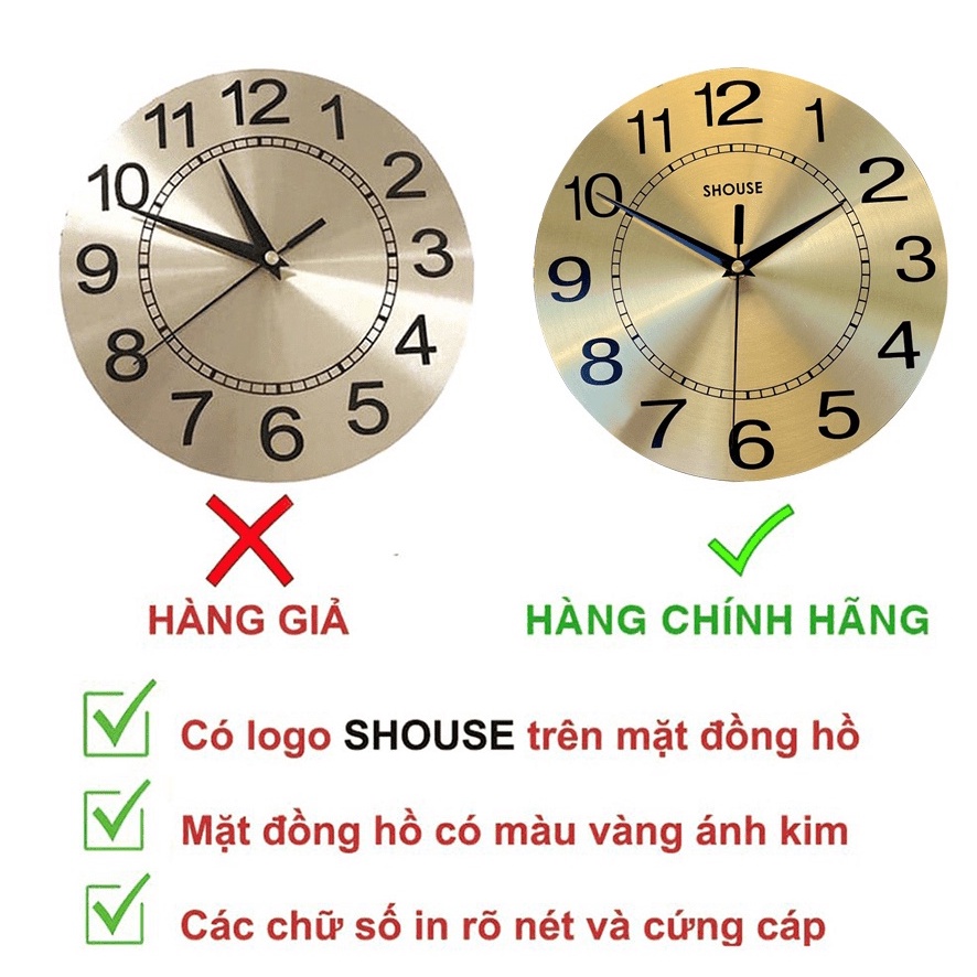 Đồng Hồ Treo Tường kim trôi Shouse DC622 decor đẹp hiện đại trang trí nghệ thuật phòng khách cỡ lớn