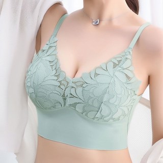 Mới áo lót nâng ngực không gọng không đường may phối ren thời trang cho nữ