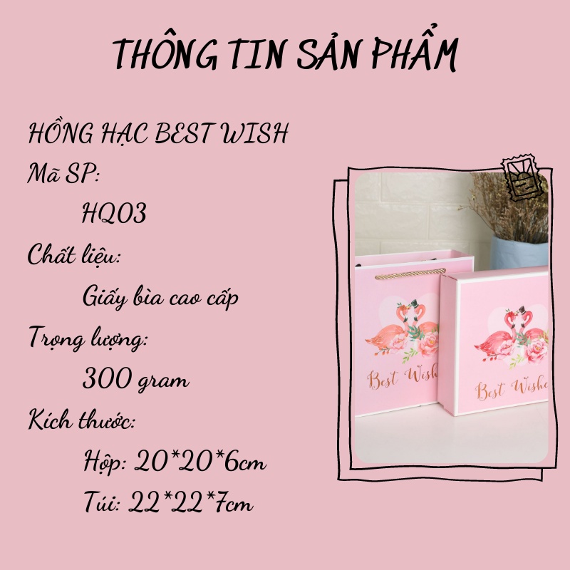 [HQ03] Combo Hộp Quà & Túi Đựng Quà HỒNG HẠC BEST WISH Quà 14/2 - 8/3 - 20/10 - Kỷ niệm - Tiệm Cá Trứng