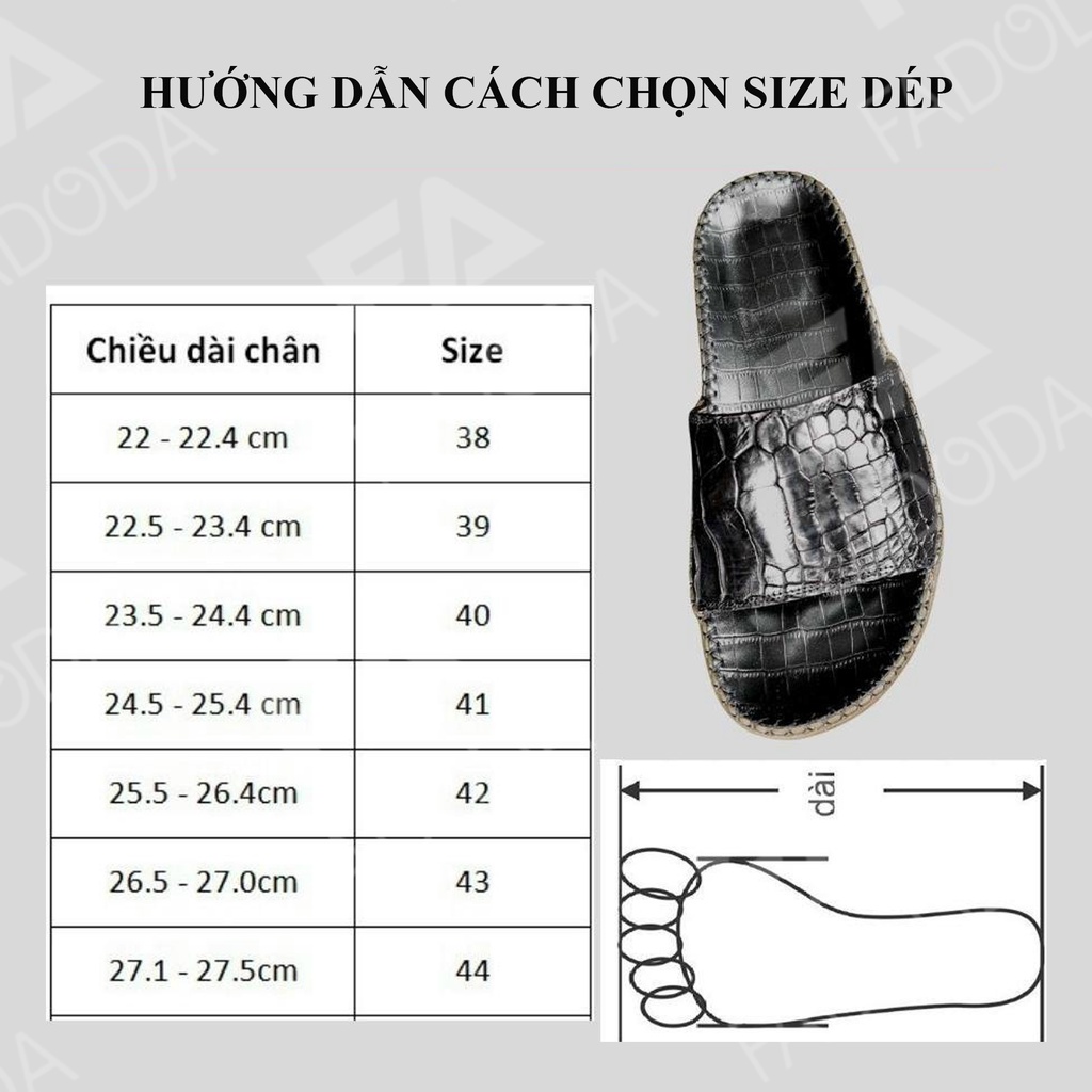 Phụ kiện da cá sấu FA DO DA FCD01 Dép quai ngang nhiều màu