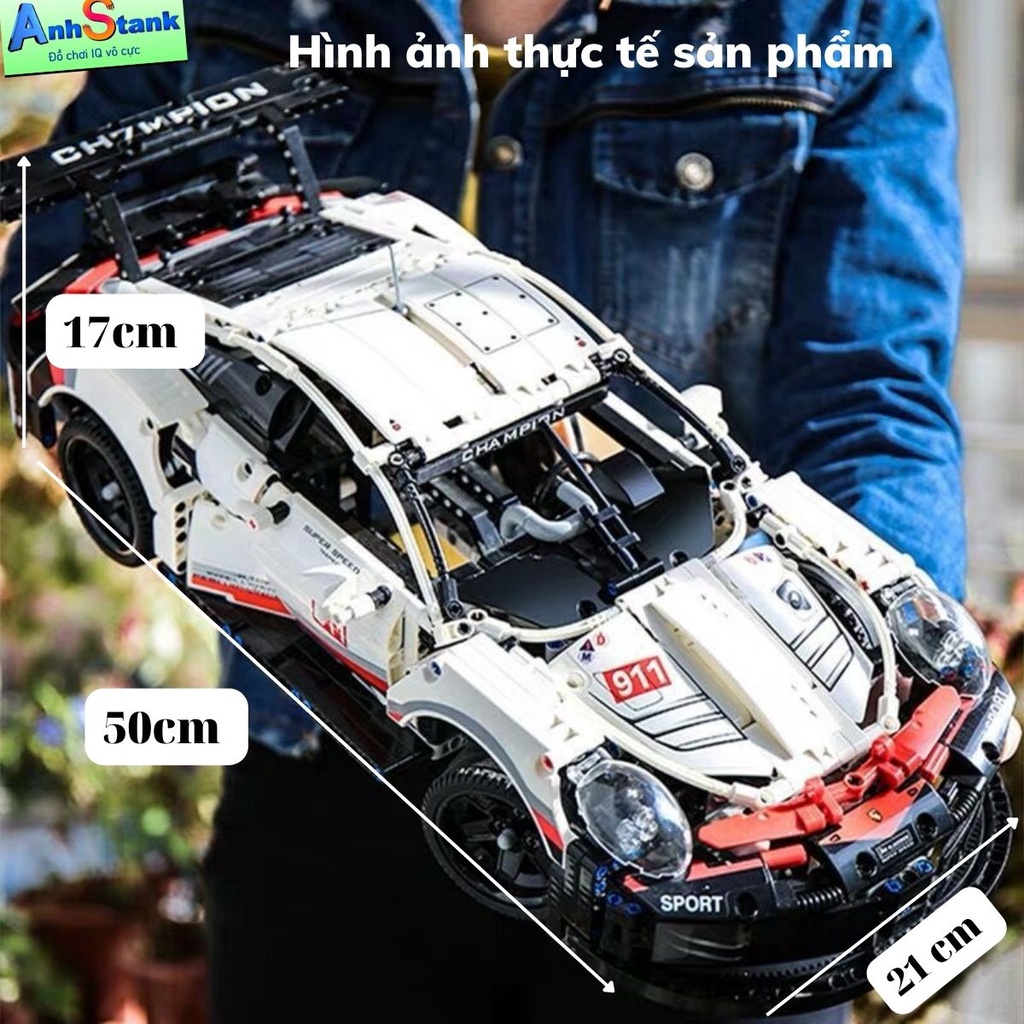 Mô hình lắp ráp siêu xe technic PORSCHE 911 RSR tỉ lệ 1:10 1580 PCS cung cấp bảo hành bởi Anhstank
