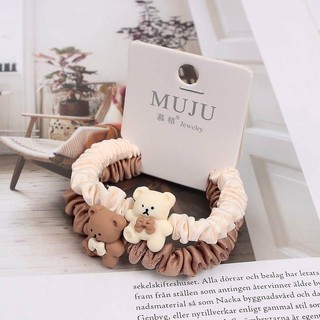 Set 2 dây cột tóc gấu thắt nơ phiên bản Hàn Quốc
