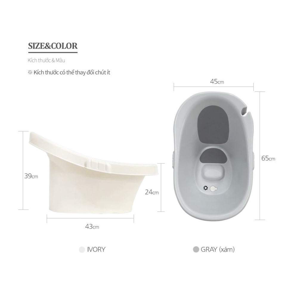 Bồn tắm cao cấp cho bé từ 3 tháng tuổi trở lên có nhiệt kế tự động đo nhiệt độ nước nhập khẩu Budsia HQ