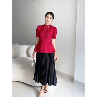 LOUXI - Chân váy dập ly dài LL