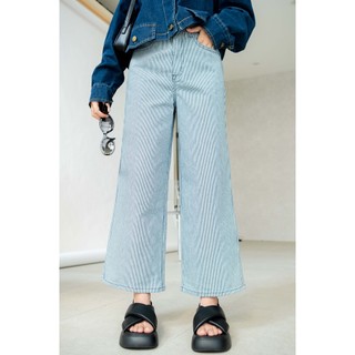 Quần jeans cullotes denim kẻ sọc LENclothing 9204