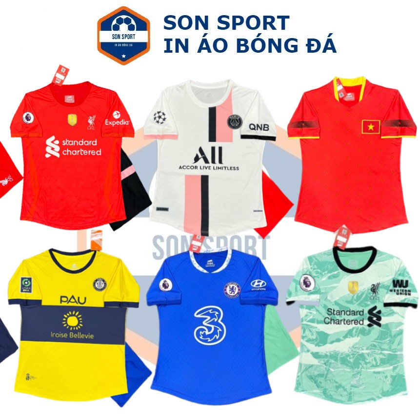 Bộ Quần Áo Bóng Đá Trẻ Em Thun Thái CLB Chelsea, Liverpool, PSG, PAU, Việt Nam