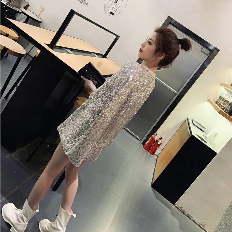 IELGY Áo Thun Tay Ngắn Đính Kim Sa Lấp Lánh Phong Cách Hàn Quốc Cho Nữ