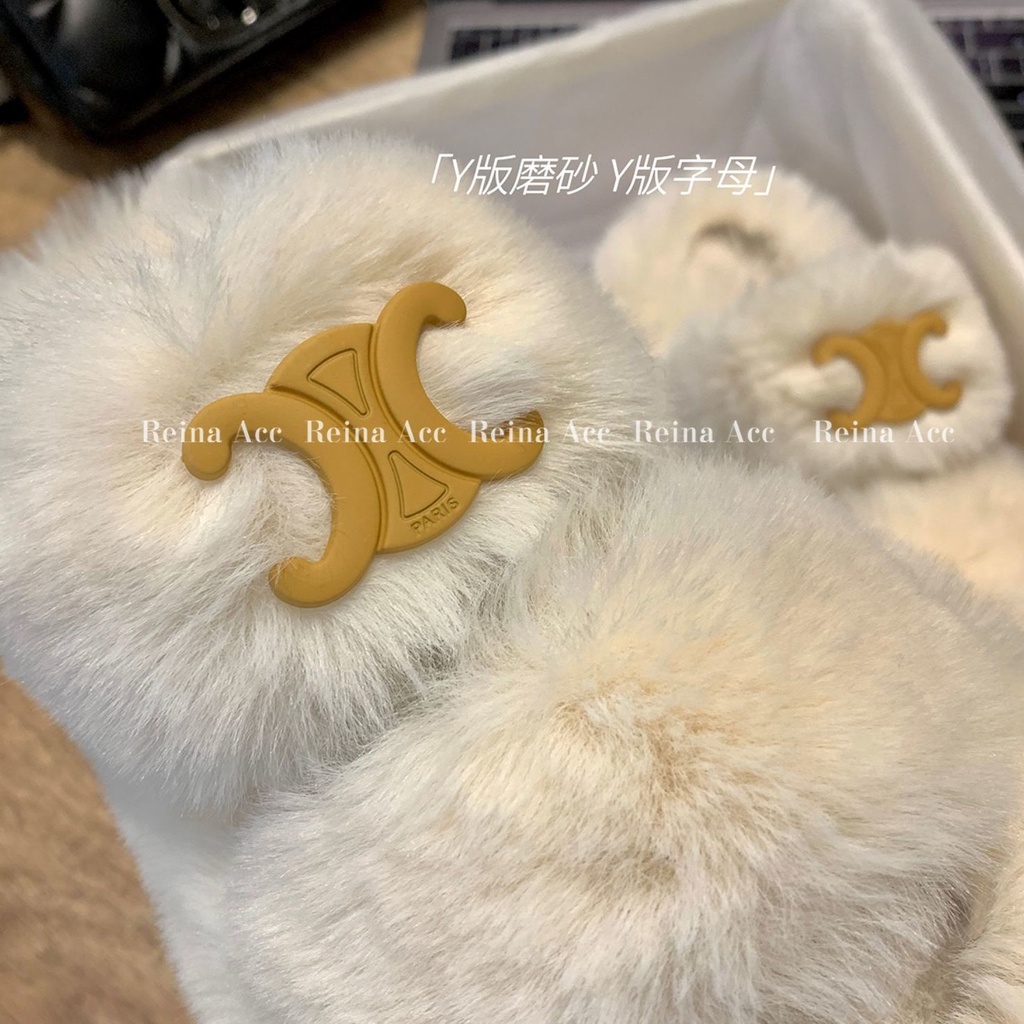 Dép lê lông vũ Khải Hoàn Môn cho nữ đi bên ngoài giày dép bông sang trọng cho gia đình tăng chiều cao đế dày thu đông dễ phối mẫu mới 2022