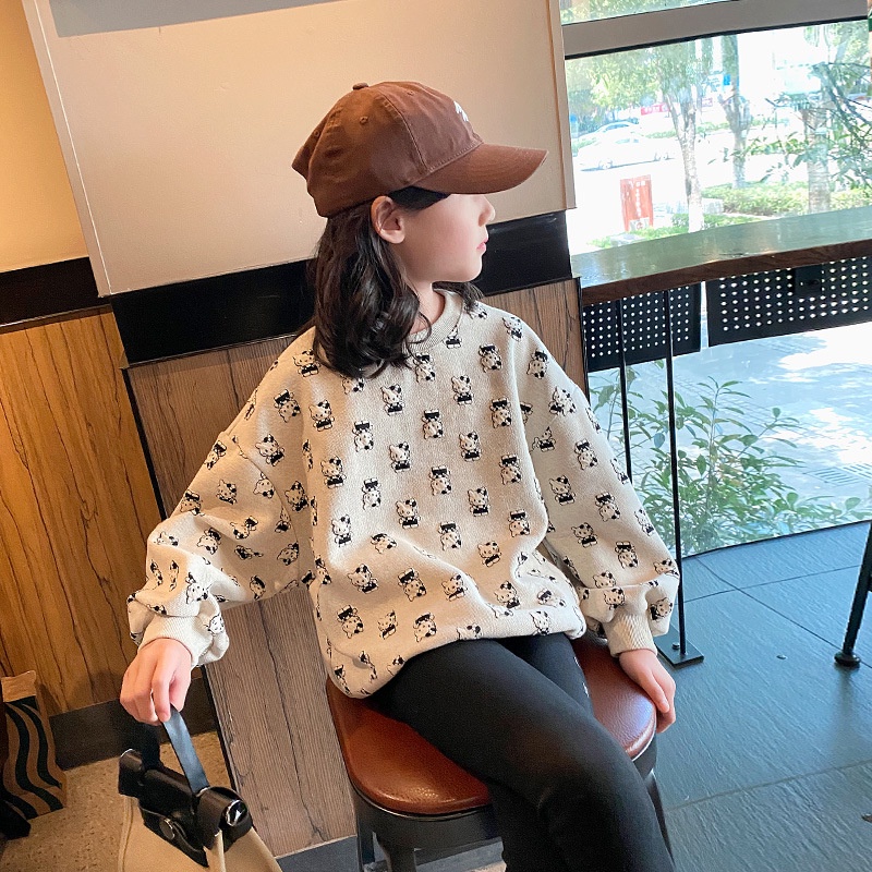 Áo Thun Tay Dài Với Họa Tiết Hình Hello Kitty Dùng Cho Bé Gái Từ 3 Tới 12 Tuổi