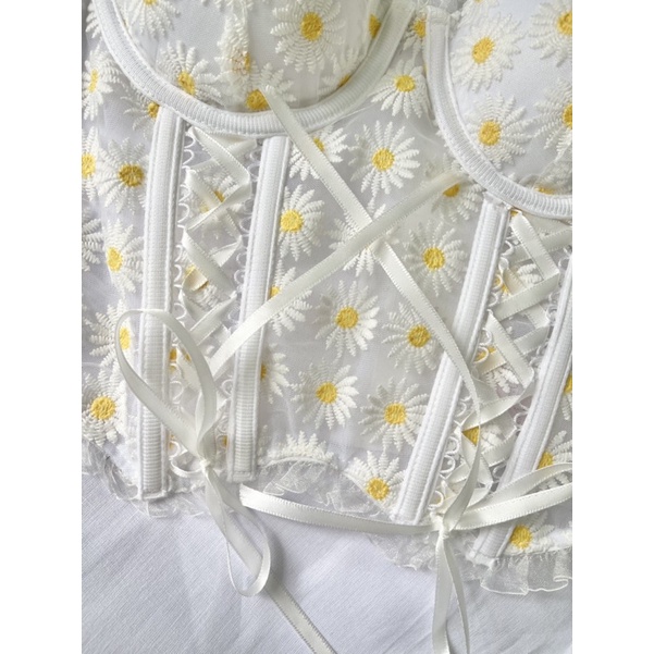 Áo Corset Ren Cúp Ngực - Corset Ren Vintage