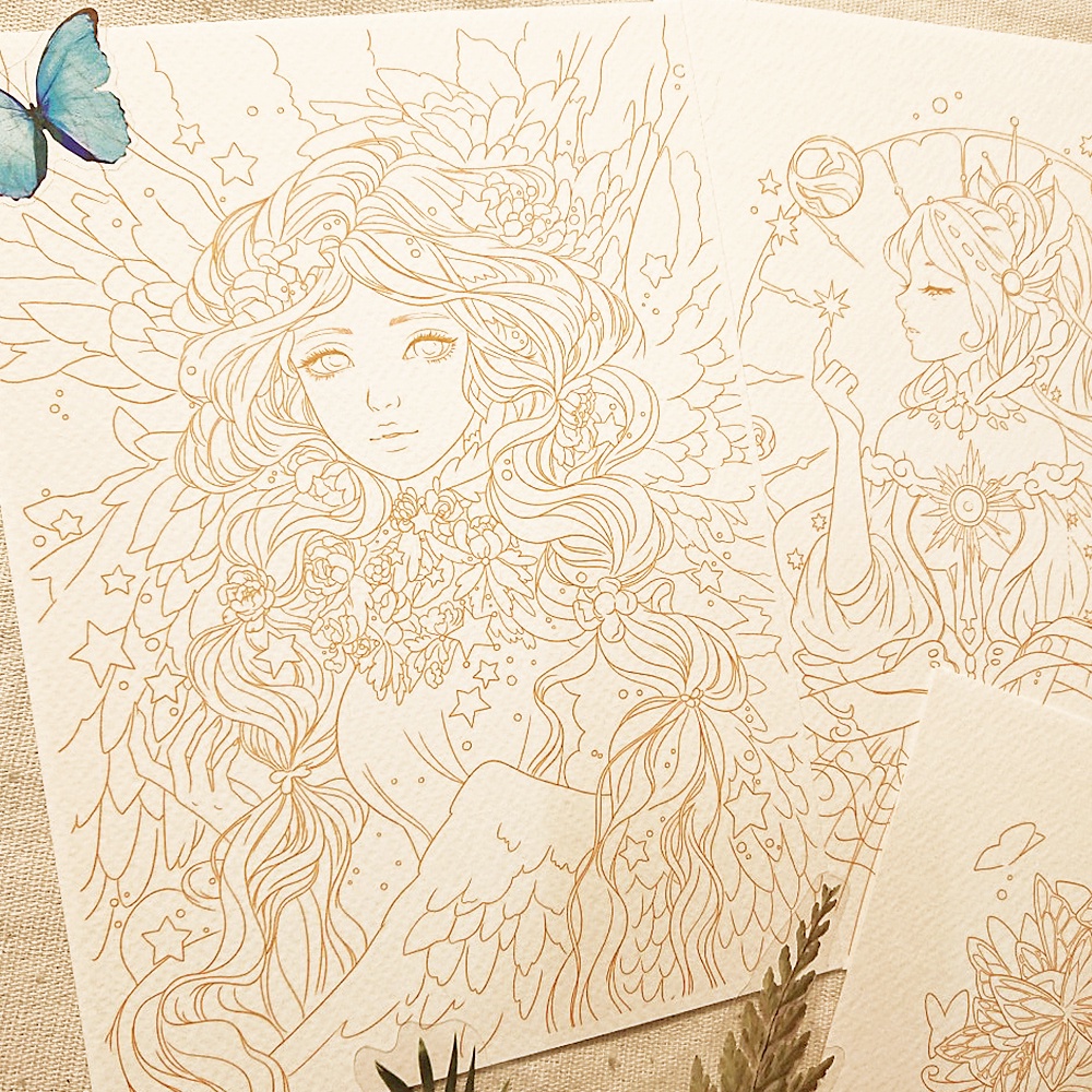 Tranh tô màu / Tranh tô màu nước họa sĩ Margaret Morales / Line Art / Khổ A5 A4 dày 300gsm