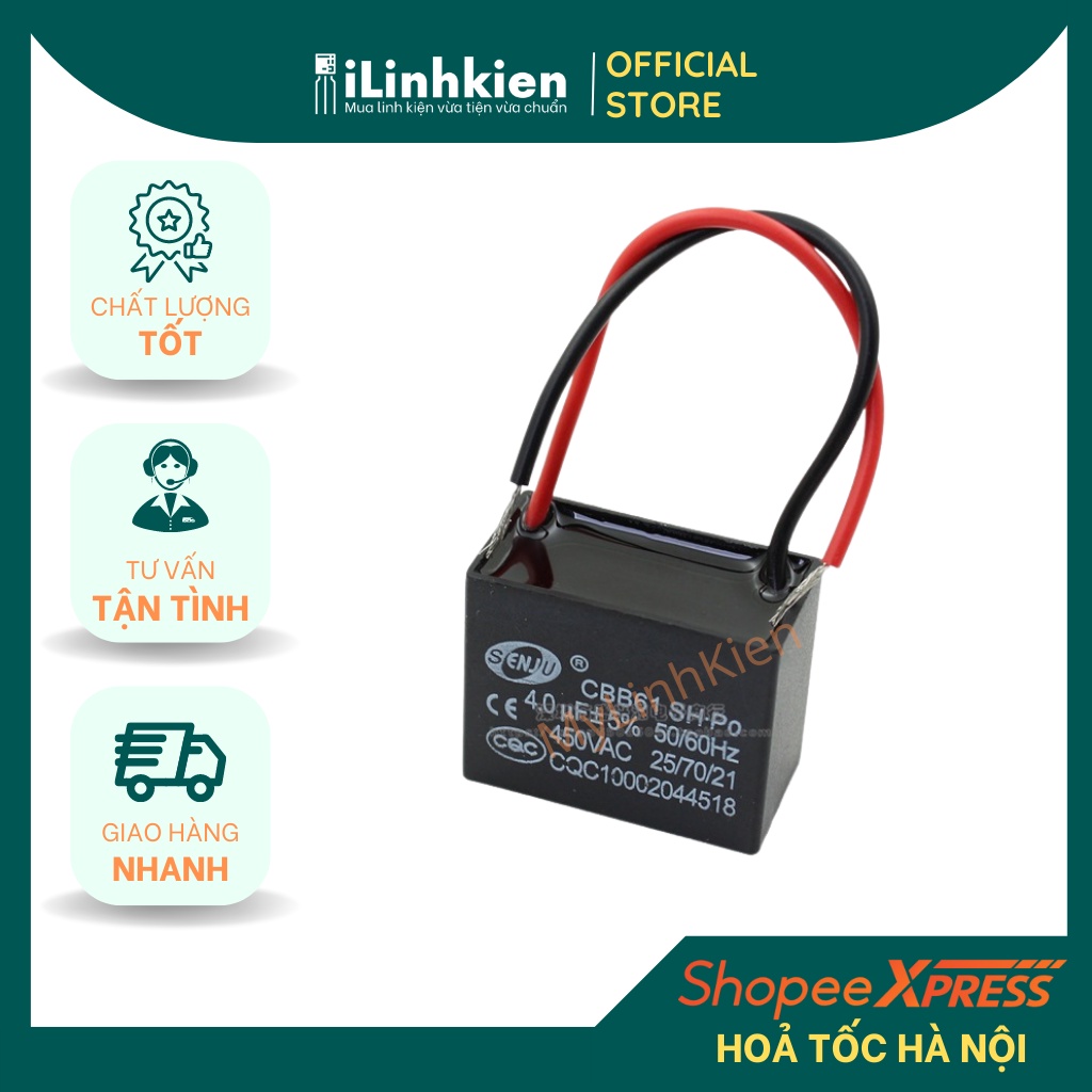 Tụ quạt dây SENJU CBB61 đầy đủ giá trị.
