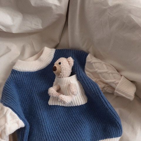 Áo Sweater Cổ Tròn Lót Lông Cừu Dày Màu Sắc Tương Phản Phong Cách Hàn Quốc Thời Trang Cho Bé Trai Và Gái