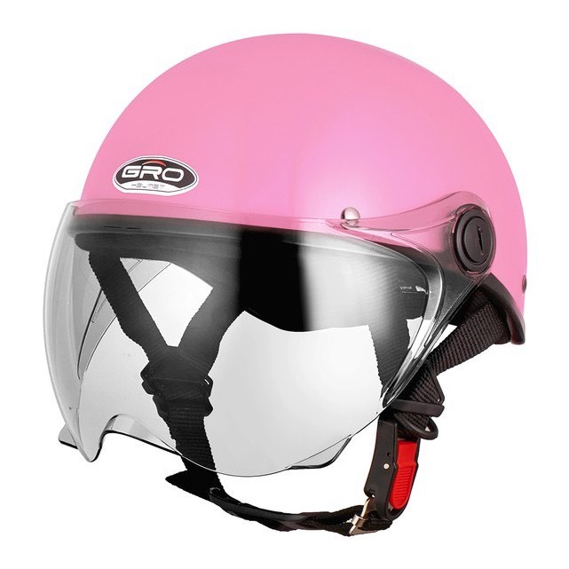 Mũ bảo hiểm nữ GRO HELMET mũ nửa đầu haly trơn nhiều màu kính ngắn