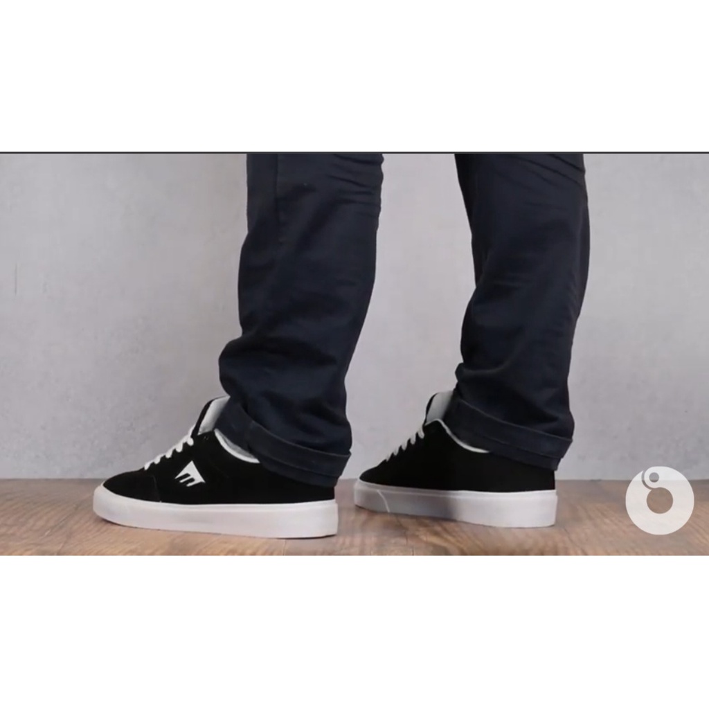 Giày xuất khẩu của Emerica da lộn đen, logo trắng cho nam, nữ