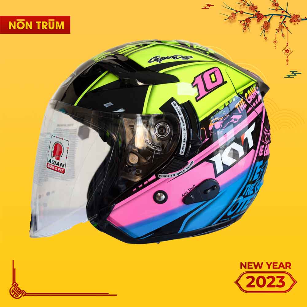 Nón bảo hiểm 3/4 KYT Venom có 2 kính chính hãng size M L XL Thitipong
