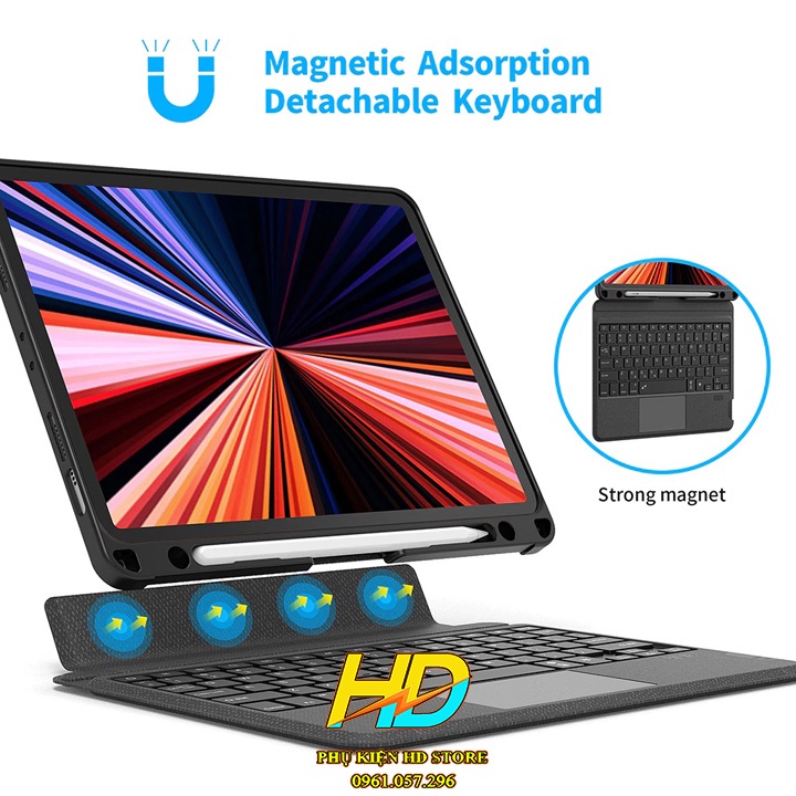 Bao Da Tích Hợp Bàn Phím Cho iPad Pro 11 M1 2021 ,Pro 11 2020/2018, Air 4/ Air 5/10.9 inch Chính Hãng  WIWU Mag Touch