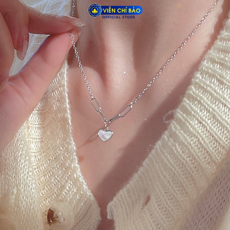 Dây chuyền bạc nữ xích trái tim chất liệu bạc 925 thời trang phụ kiện trang sức Viễn Chí Bảo D000428