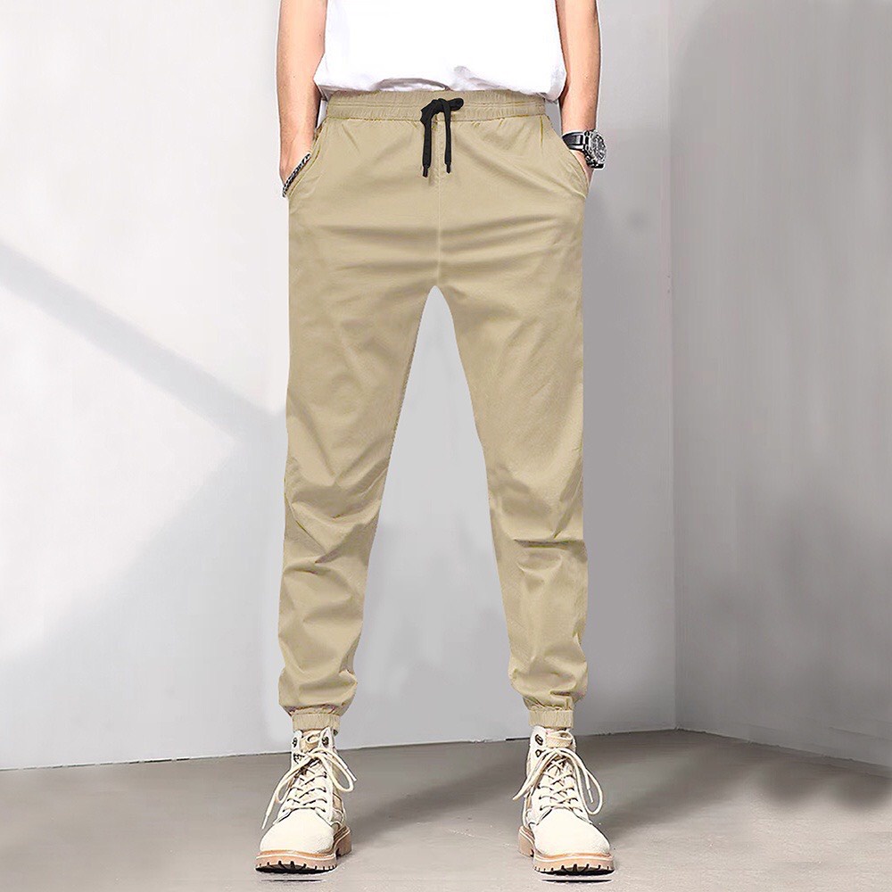 Quần jogger nam nữ trơn basic vải kaki phong cách thể dục thể thao