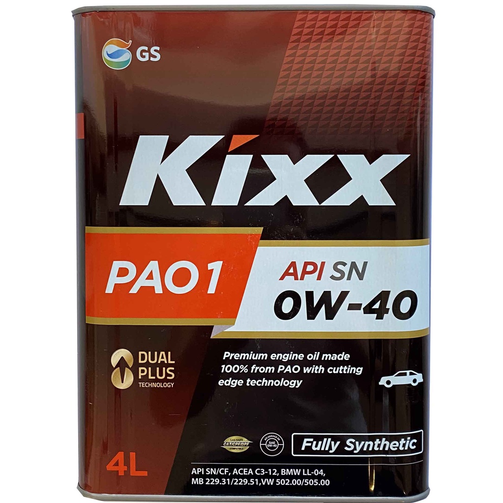 Nhớt Kixx PAO1 0W40 thượng hạng cho xe hơi máy xăng, máy dầu và xe tay ga