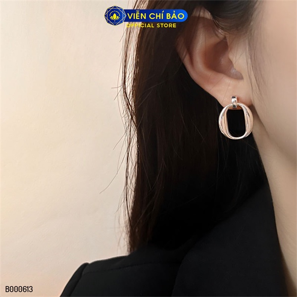 Bông tai bạc nữ tròn trơn mới chất liệu bạc 925 thời trang phụ kiện trang sức Viễn Chí Bảo B000613