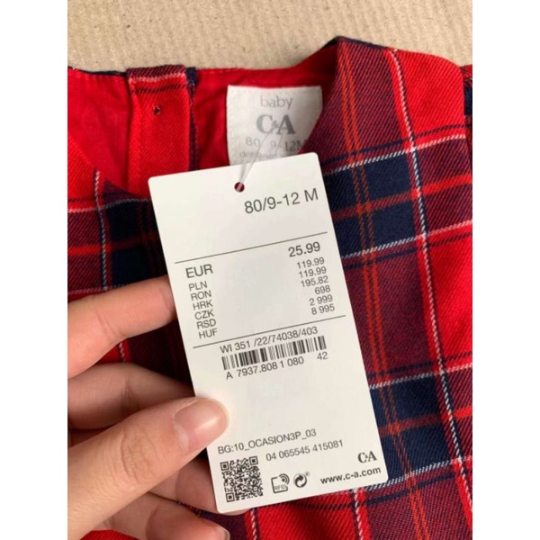 Váy bé gái kẻ đỏ C&A