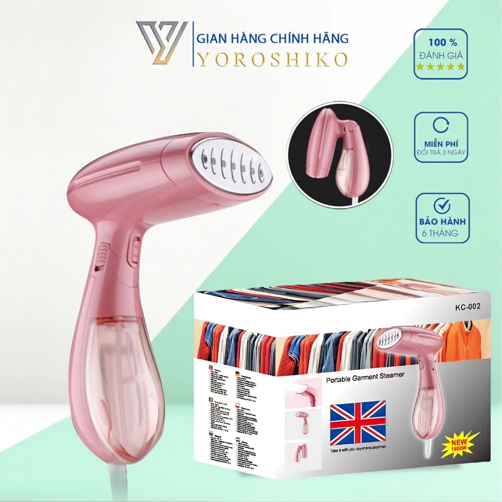 Bàn là hơi nước cầm tay cao cấp cong xuất 1500W tiện lợi cho gia đình Yoroshiko GẤP GỌN
