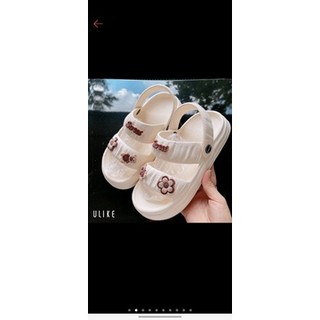 Dép quai hậu nữ hình gấu kiss quai nhún siêu xinh , dép sandal nữ đế bằng