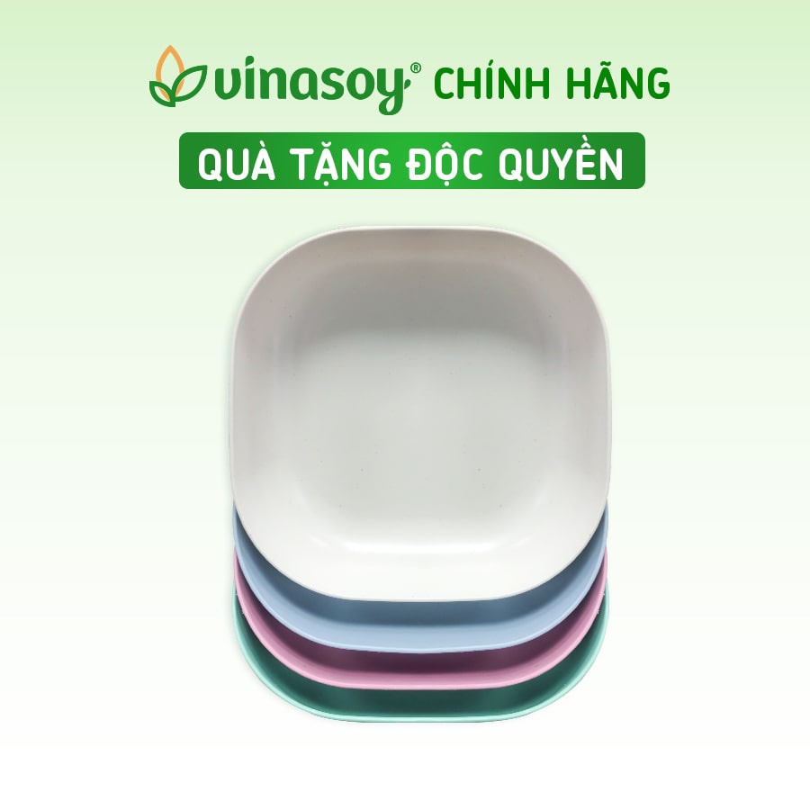 [Hàng tặng không bán] Set 8 khay đĩa vuông đựng thức ăn màu pastel chất liệu nhựa lúa mạch nhựa PP thực phẩm