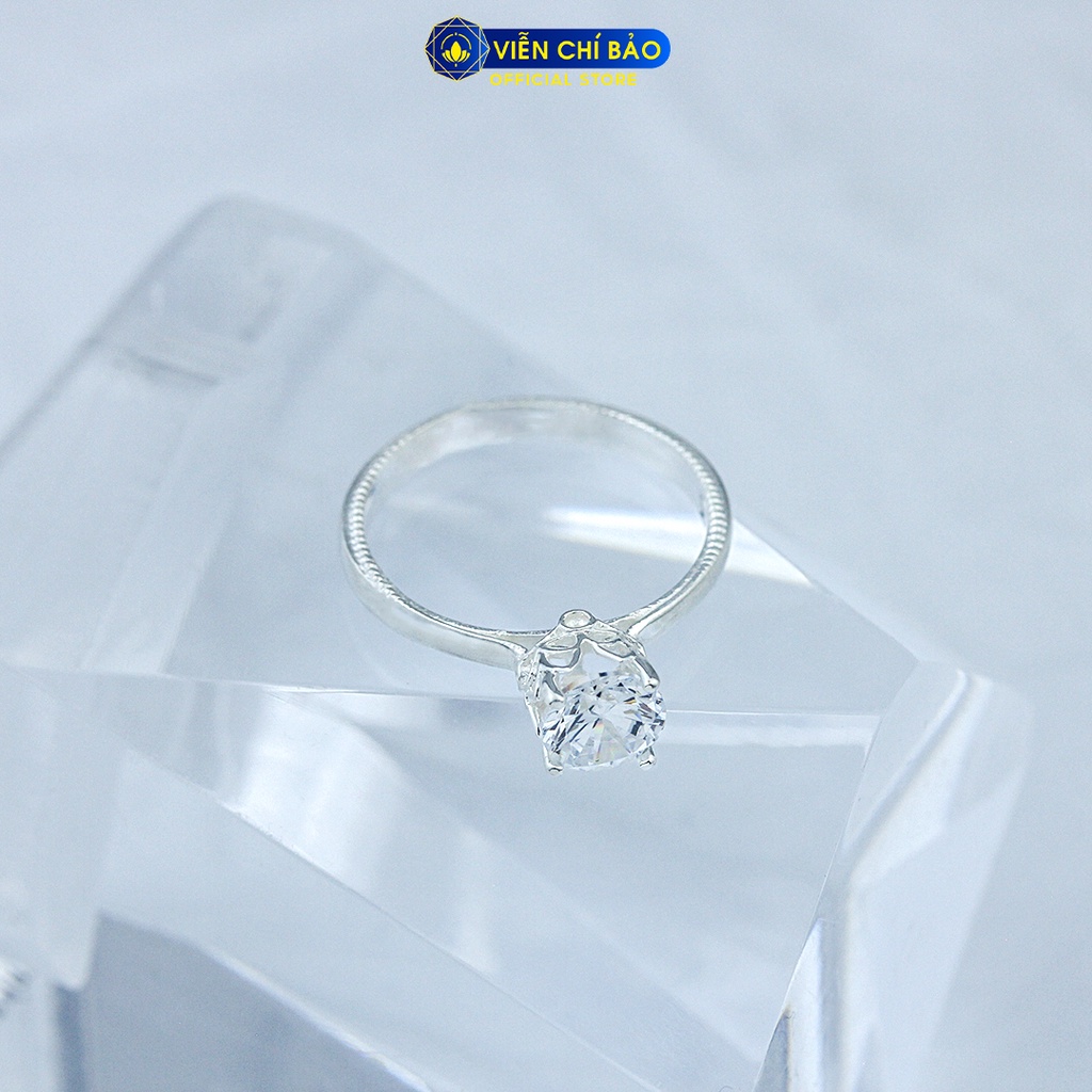 Nhẫn bạc nữ nụ hoa đá trắng chất liệu bạc 925 thời trang phụ kiện trang sức Viễn Chí Bảo N400850