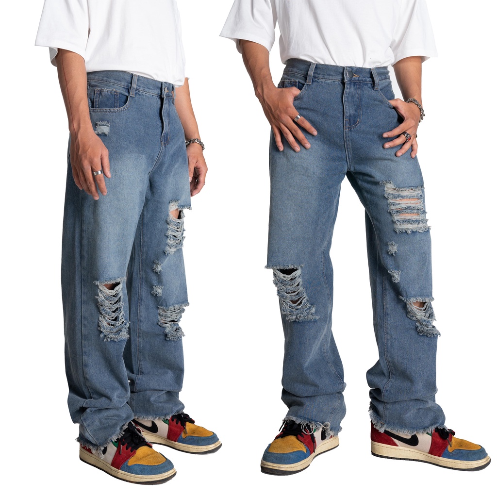 KIẾM LÀ MỐT HOLGER - quần jeans nam dài ống rộng màu xanh