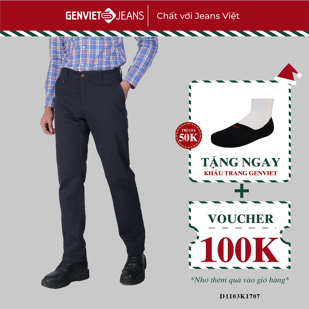 Quần dài kaki col thụng nam D1103K1707 GENVIET