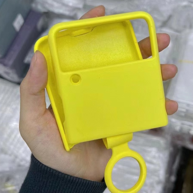 Ốp Điện Thoại Silicone Màu Trơn Nắp Gập Có Vòng Nhẫn Từ Tính Cho Samsung Galaxy Z Flip 3 Flip 4 3