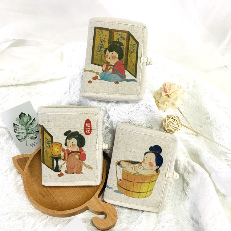 Ví Ngắn Cầm Tay 80% Cotton Lanh In Họa Tiết Phong Cách Trung Hoa Cổ Điển Cho Nữ