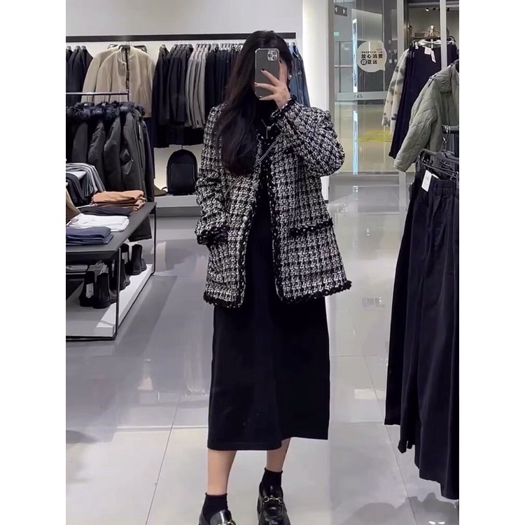 Áo dạ tweed kẻ quảng châu chát dày đẹp