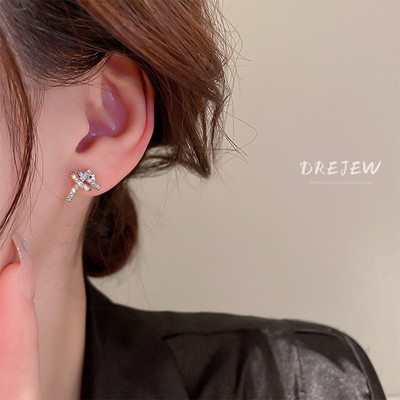 DREJEW Bông Tai Mạ Bạc Kiểu Hình Học Thắt Nút Đính Đá Zircon Phong Cách Hàn Quốc Đơn Giản Tinh Tế Dễ Phối Đồ