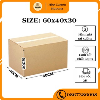 Hộp carton hupuna size lớn, thùng carton 60x40x30 3 lớp, thùng carton cao cấp gói hàng, chuyển nhà, chuyển văn phòng.