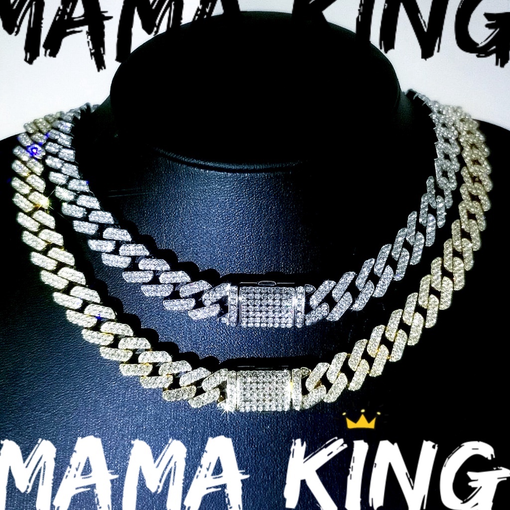Dây chuyền cuban hiphop 11mm đính đá nhân tạo cz 3A mama king