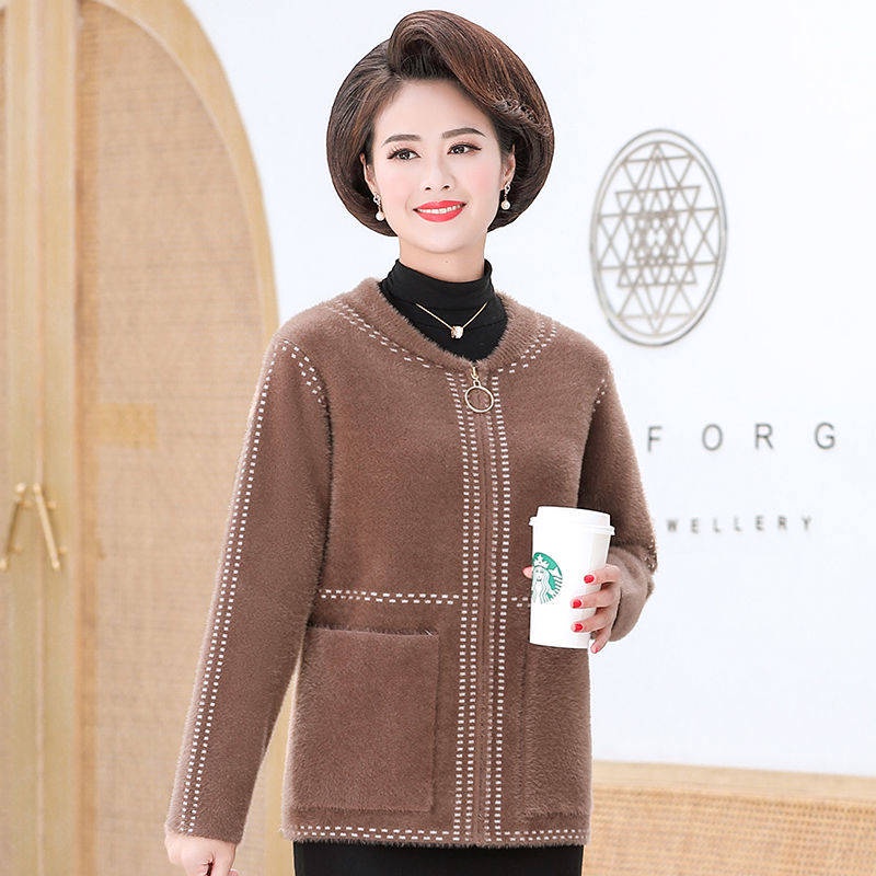 Áo Khoác Len Lông Cừu Dáng Ngắn Thời Trang Thu Đông 2021 Mới Cho Phụ Nữ Trung Niên