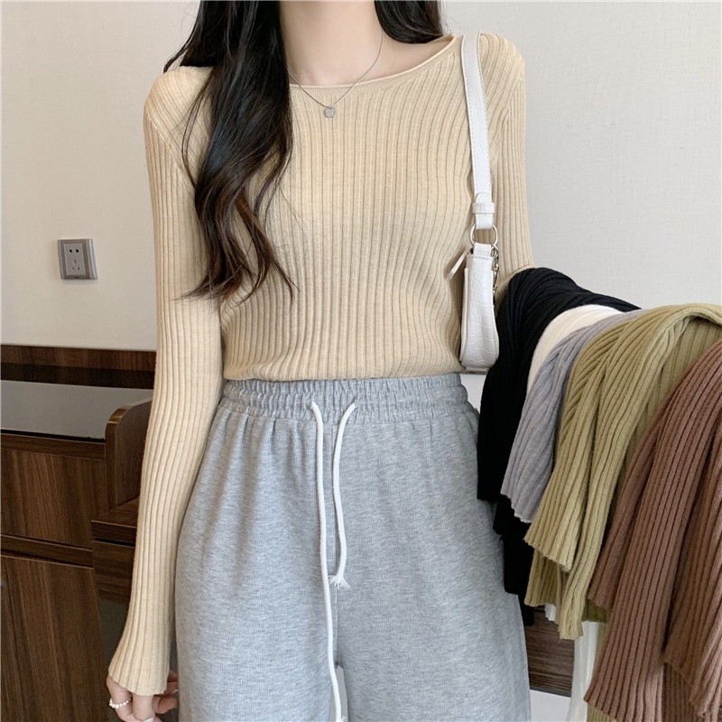 Áo Sweater Dài Tay Cổ Tròn Màu Sắc Đơn Giản Thời Trang Dành Cho Mùa Thu