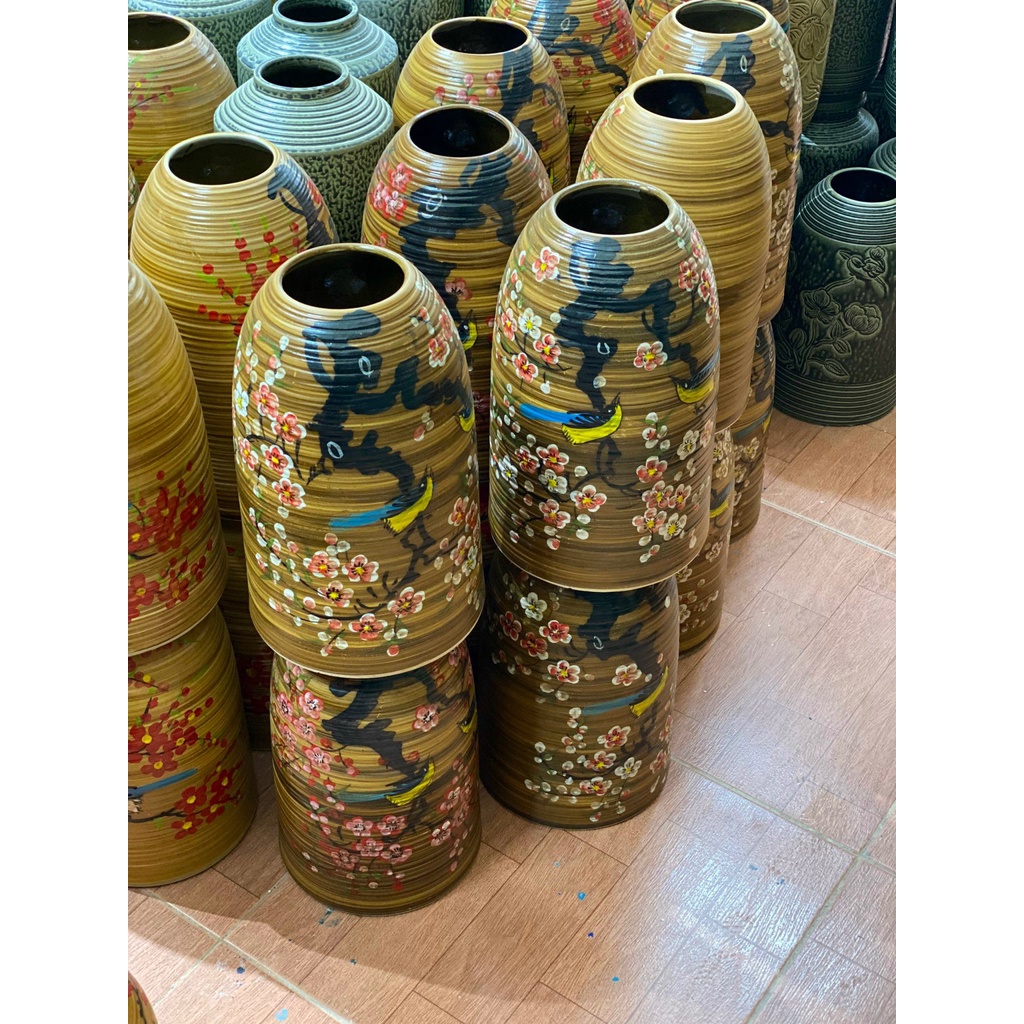 Bình hoa dáng chuông gốm sứ Bát Tràng mới 2023