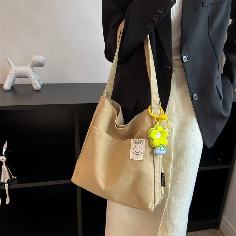 Mischa Túi Đeo Vai Vải canvas Màu Trơn Sức Chứa Lớn Dễ Phối Đồ Thời Trang Cho Học Sinh