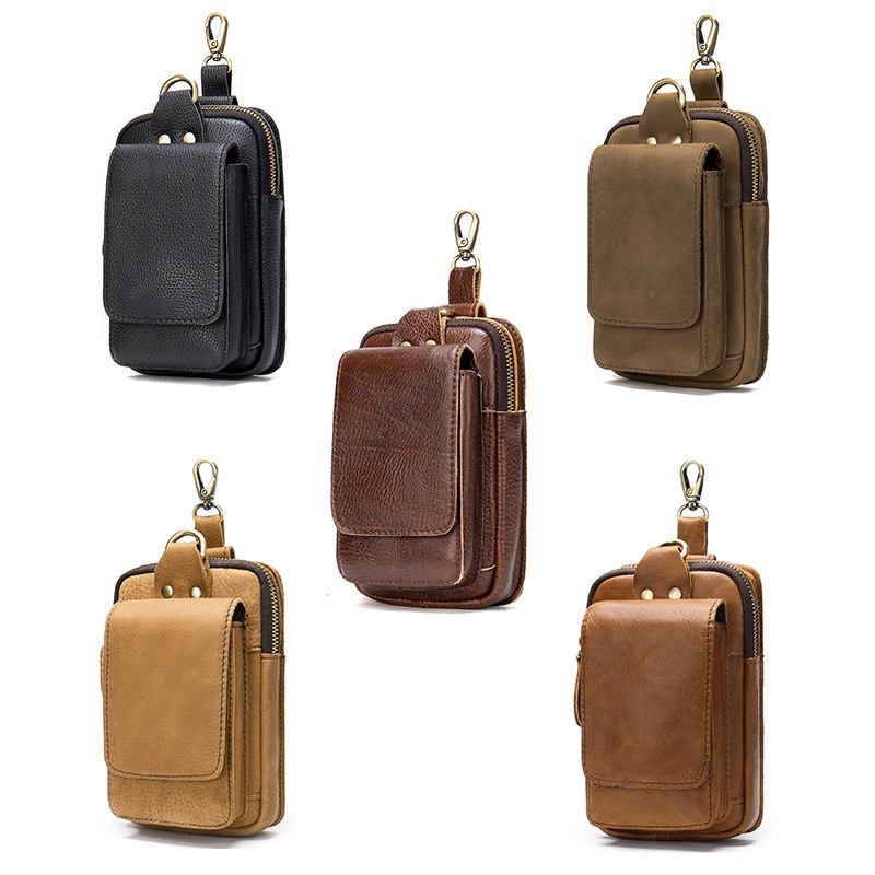 Túi đựng điện thoại bằng da thật cho nam thắt lưng da nam túi đựng điện thoại bằng da công trường xây dựng túi treo đa n