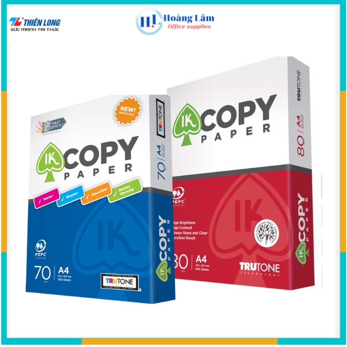 Giấy in photo A4 IK Copy IK-01- Định lượng 70 gsm- 500 tờ/ream- chất lượng cao- hàng chính hãng Thiên Long
