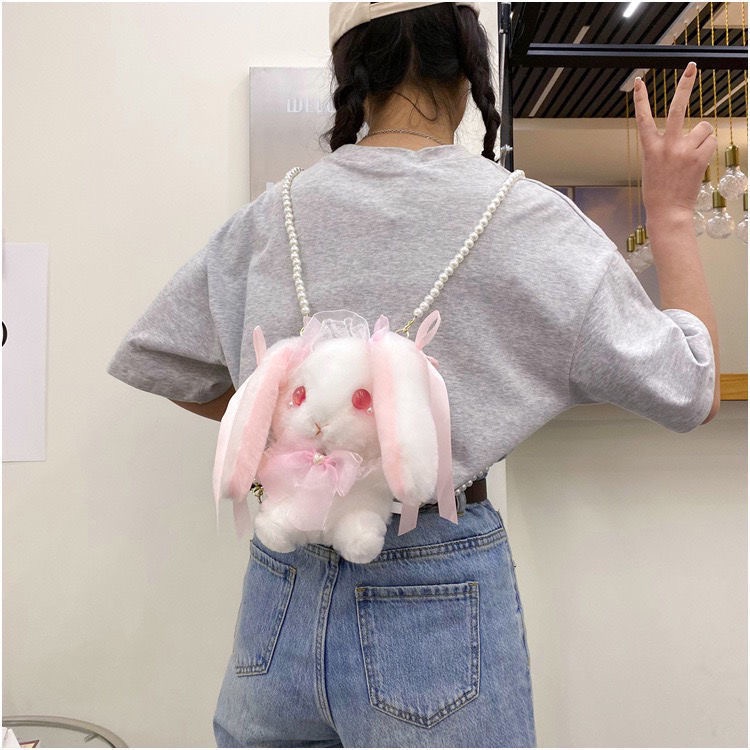 Babyfair. Túi Đeo Chéo Hình Thỏ Nhồi Bông Đính Nơ Phong Cách Lolita Dễ Thương Dành Cho Bé Gái