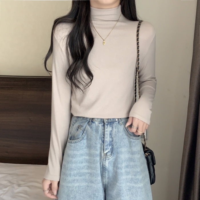 Áo Thun Tay Dài Cổ Cao Nhiều Màu Sắc Thời Trang Thu Đông Cho Nữ